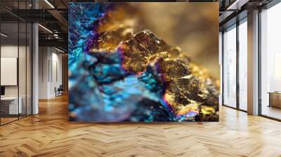 Fantastic background, magic of a stone, gold metal Wall mural