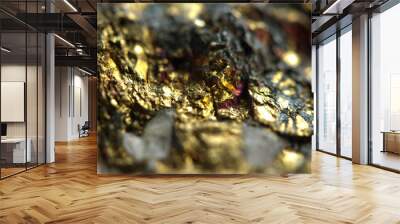 Golden metal background. Macro Wall mural