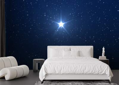 Star in the starry sky over the manger of christmas of Jesus Christ Wall mural