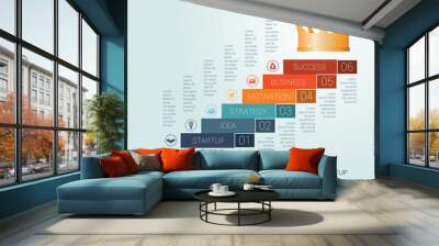 Vector template startup success for six positions Wall mural