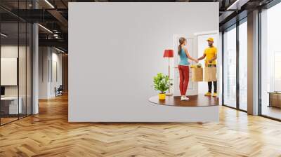 Online grocery shopping and delivery concept. Wall mural