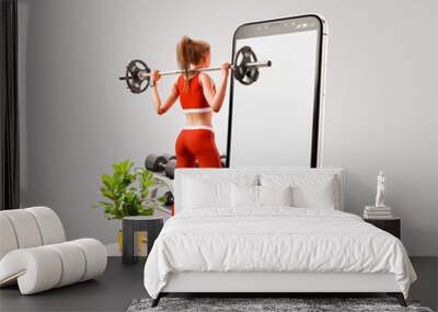 Unusual 3d illustration smart phone application Wall mural