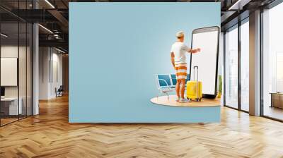 Unusual 3d illustration smart phone application Wall mural