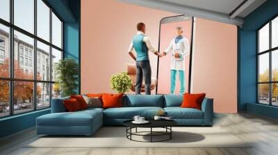 Unusual 3d illustration smart phone application Wall mural