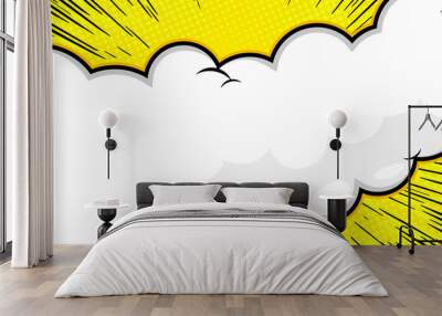 yellow comic background with cloud Wall mural