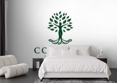 Body silhouette incorporated in tree, Beautiful vector design Wall mural