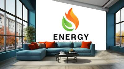 Flame with Leaf Logo Design Template - Vector Wall mural