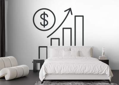 increase money growth icon, progress marketing, thin line symbol on white background - icon vector Wall mural