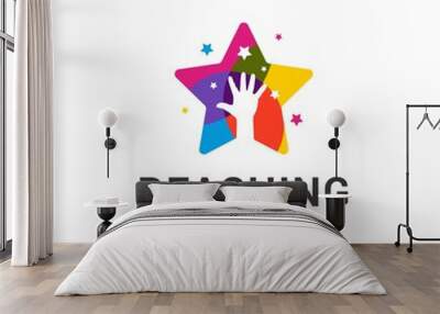 Reaching Dreams Logo Design Template. Dream star logo. Emblem, Colorful, Creative Symbol, Icon Wall mural