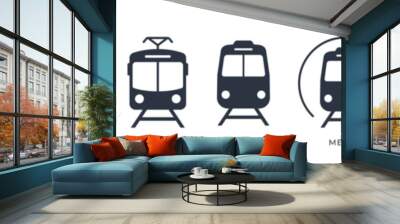 Transport Silhouette Icon Set. Connecting Land, Air, and Sea. Isolated Vector Illustration. Wall mural