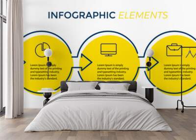 Vector Infographic label design template with icons and 5 options or steps. Can be used for process diagram, presentations, workflow layout, banner, flow chart, info graph - Vector Wall mural