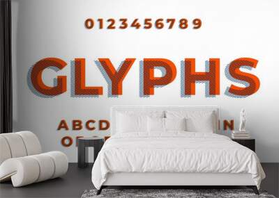 Vector of stylized modern font and alphabet Wall mural