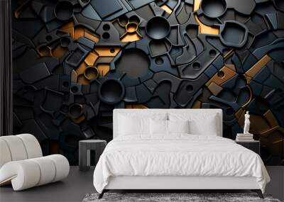 astarte.ai: High-Tech Circuitry in Charcoal Black and Copper Wall mural