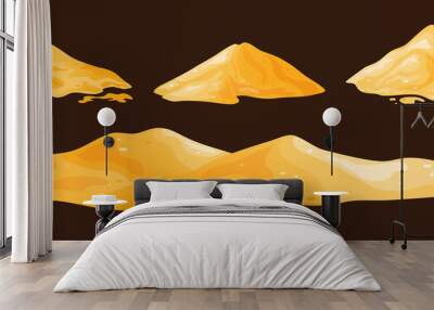 Pile of sand in cartoon, sandy dune in desert or at beach. Heap of building material. Vector illustration Wall mural