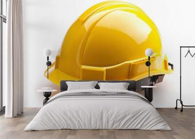 hardhat yellow contractor helmet isolated on white background Wall mural