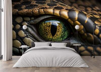 Close-up anaconda face, wild-life animal (created with Generative AI) Wall mural