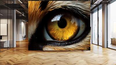 Sharp yellow predator bengal tiger retina iris eye macro closeup details Wall mural