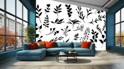 Set silhouettes of ornamental flower plants Wall mural