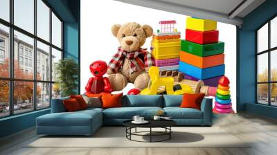 children's toys isolated on transparent background Wall mural