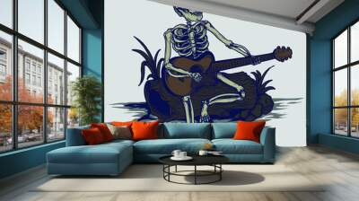 artwork illustration and t shirt design skeleton with guitar Wall mural