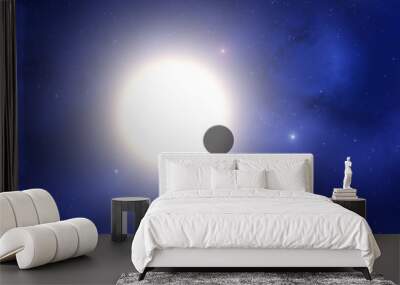 Sunrise over planets horizon with stellar wonders. Wall mural