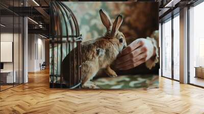 rabbit in the cage Wall mural