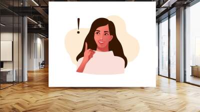 Thinking woman. Concept of a great idea. Beautiful female face, positive emotions. Vector illustration Wall mural