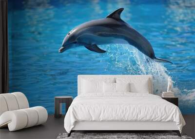 A dolphin is jumping out of the water Wall mural