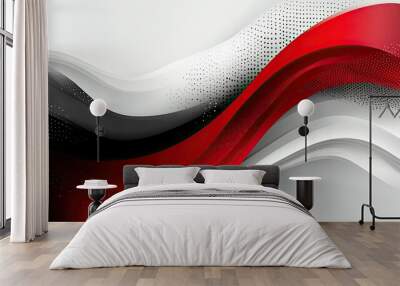 Abstract red, black and white wave design. Perfect for modern presentations, websites, and social media. Wall mural