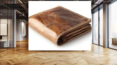 Brown leather wallet isolated. Perfect for online store, advertising, or showcasing a product. Wall mural