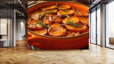 Sweet potato casserole in a baking dish. Perfect for Thanksgiving dinner, this image shows a delicious and hearty side dish. Wall mural