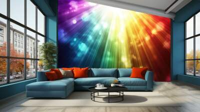 Vibrant colorful light rays with bokeh. Perfect for adding a magical or celebratory feel to any design. Wall mural