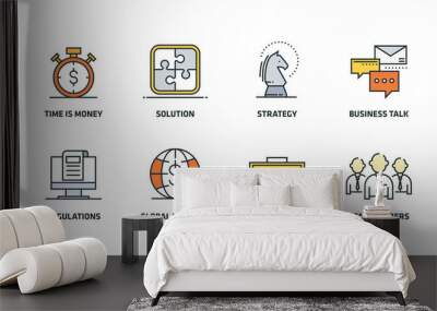 BUSINESS STRATEGY ICON SET Wall mural