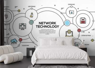 NETWORK TECHNOLOGY VECTOR CONCEPT AND INFOGRAPHIC DESIGN Wall mural