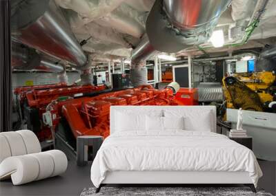 Engine Generator and Engine Control Room of Fishing Vessel Ship Wall mural