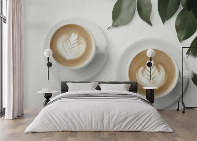 Two Cups of Latte Art Wall mural