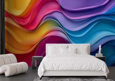 Abstract rainbow wave pattern background with vibrant colors Wall mural