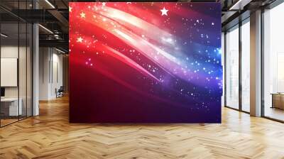 Abstract red, white and blue background with stars Wall mural