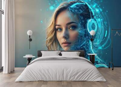 ai robot operator futuristic technology Wall mural