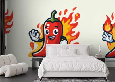 cute chili vector generate ai Wall mural