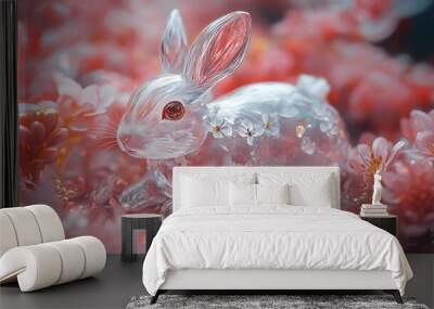 easter rabbit in flowers Wall mural