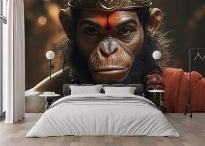 Hanuman, Hindu God Monkey, Illustration, Digital Art Wall mural