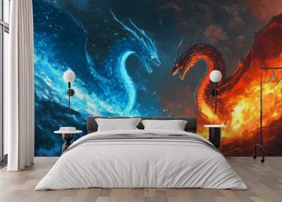 ice and fire dragon Wall mural