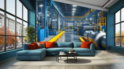 Modern industrial factory with machinery and equipment. Manufacturing production and automation concept. Wall mural