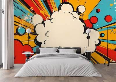 Pop Art Comic Book Speech Bubble with Exploding Background Wall mural