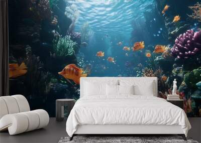 underwater full fish and coral Wall mural