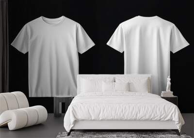 White T Shirt Mockup, Front and Back View Wall mural