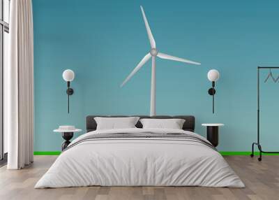 A cool wind turbine vector to generate electricity in open field and sky for renewable energy industry illustration Wall mural