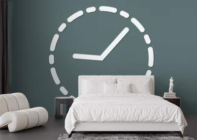 Cool clock icon using white color on dark background for time keeping vector illustration Wall mural