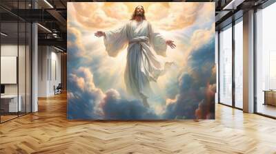 Image of Jesus Christ in heaven , Created with Generative Ai Technology Wall mural